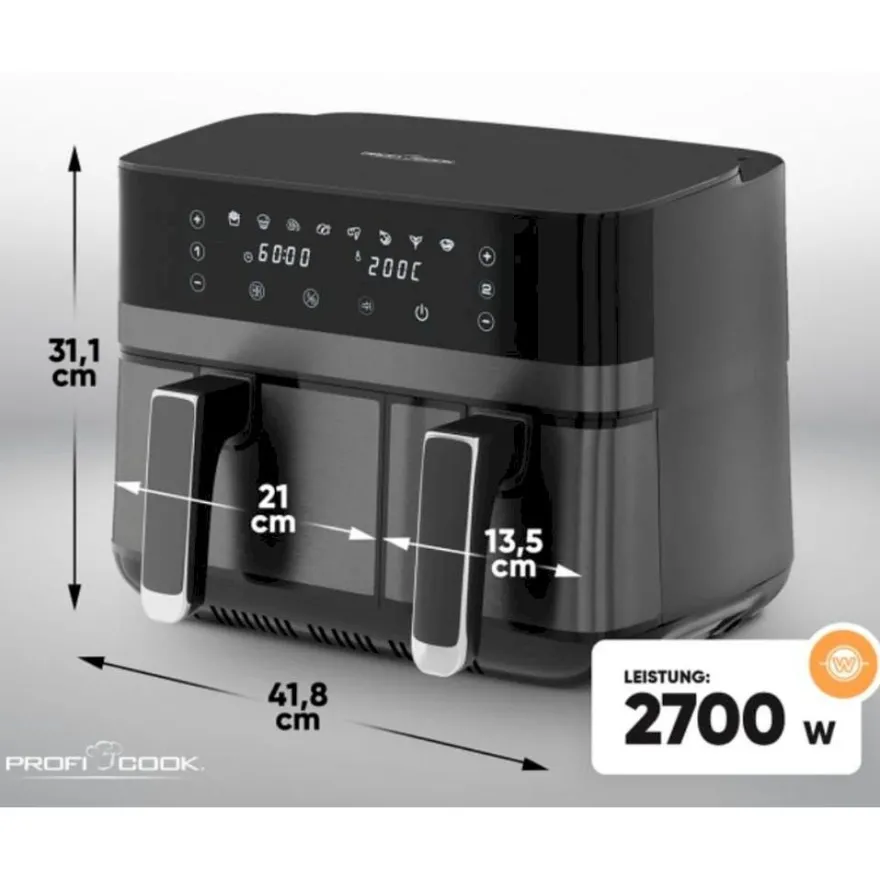 Airfryer ProfiCook PCFR1295H, musta