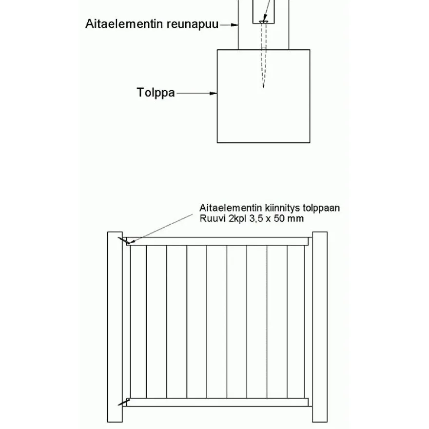 Aitaelementti Taloaita OUTLET A96 1800x730 mm pystylauta