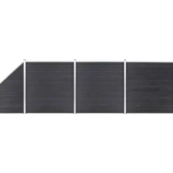 Aitasarja, 3 paneelia + 1 vinopaneeli, puukomposiitti, 619x186cm, harmaa