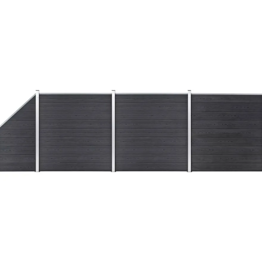 Aitasarja, 3 paneelia + 1 vinopaneeli, puukomposiitti, 619x186cm, harmaa