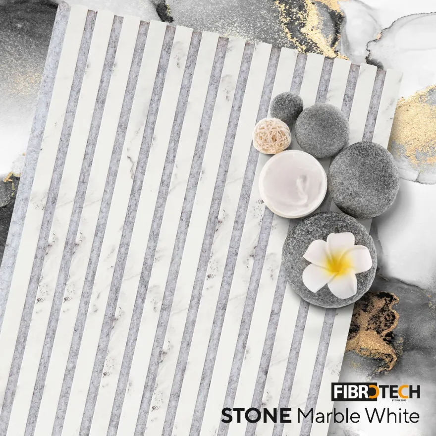Akustiikkalevy Fibrotech Stone 244, 18x520x2440mm, marble white stone