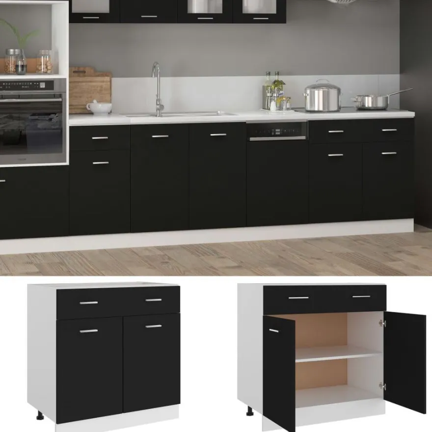 Alalipastokaappi musta 80x46x81,5 cm lastulevy
