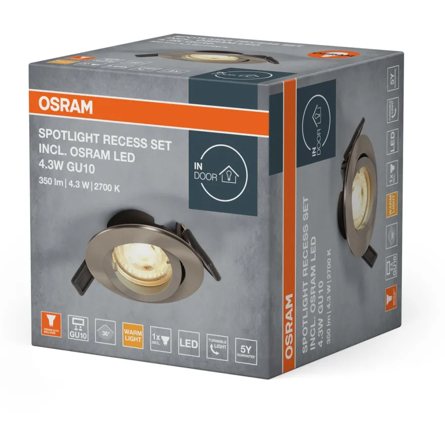 Alasvalo Osram Spotlight upotettava LED 4.3W GU10 2700K