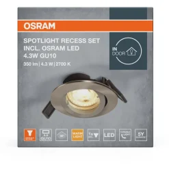 Alasvalo Osram Spotlight upotettava LED 4.3W GU10 2700K
