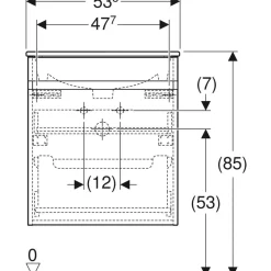 Allaskaappi altaalla Geberit Renova Plan, hikkoripuu vaalea, eri kokoja