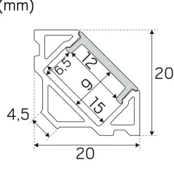Alumiiniprofiili LED-nauha Hide-a-lite Art Corner 2m alumiini