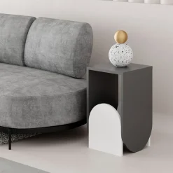 Apupöytä Linento Furniture Nun, harmaa/valkoinen