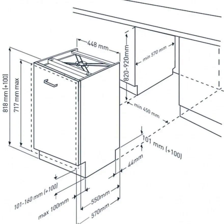 Astianpesukone Beko BDIS38120Q Integroitava, 45cm,