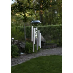Aurinkokennokoristevalaisin Star Trading Bubbly, Ø12,5x35cm, ruostumaton teräs