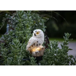 Aurinkokennokoristevalaisin Star Trading Owl, 330x100x130mm, beige