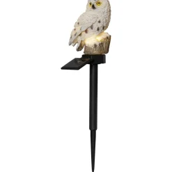 Aurinkokennokoristevalaisin Star Trading Owl, 330x100x130mm, beige