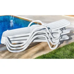 Aurinkotuoli Linento Garden Sunlounger, muovi, valkoinen