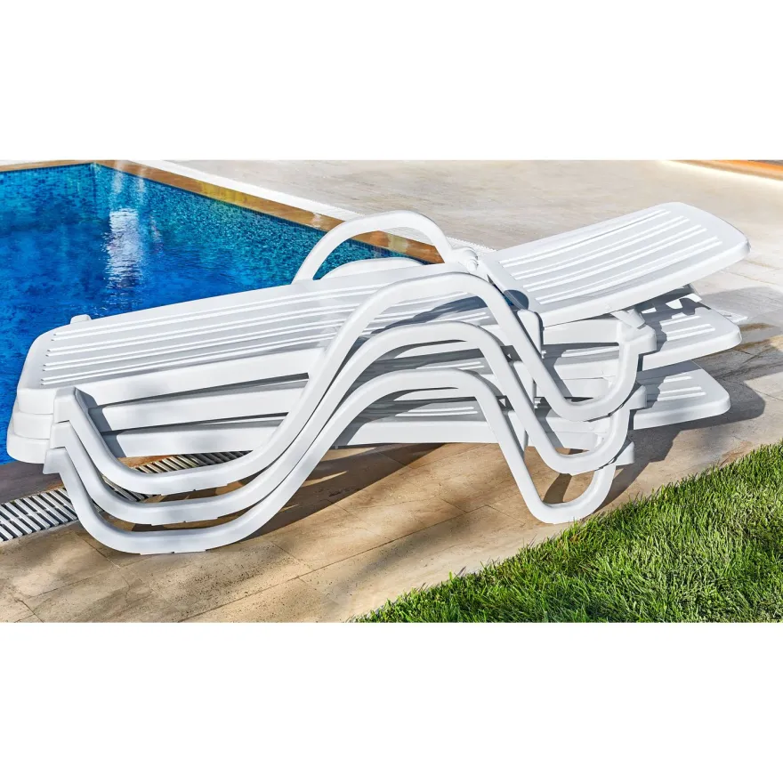 Aurinkotuoli Linento Garden Sunlounger, muovi, valkoinen