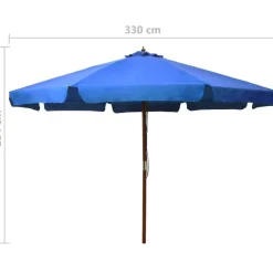 Aurinkovarjo puurunko 330 cm taivaansininen
