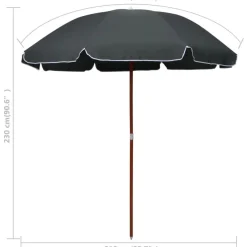 Aurinkovarjo terästanko 240 cm antrasiitti
