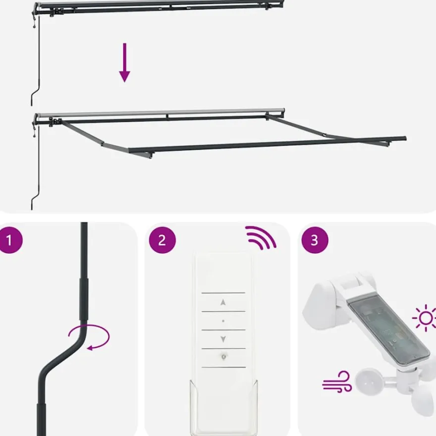 Automaattimarkiisi, eri värejä ja kokoja (07206)