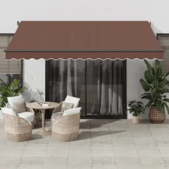 Automaattimarkiisi LED-valoilla ruskea 400x350 cm (15406)