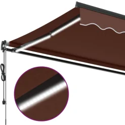 Automaattimarkiisi LED-valoilla ruskea 400x350 cm (15406)