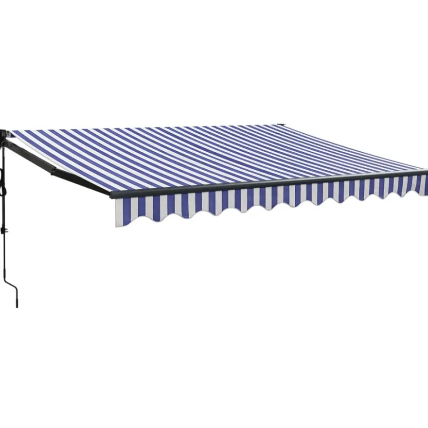 Automaattisesti sisäänkelattava markiisi sininen/valkoinen 3x2,5 m