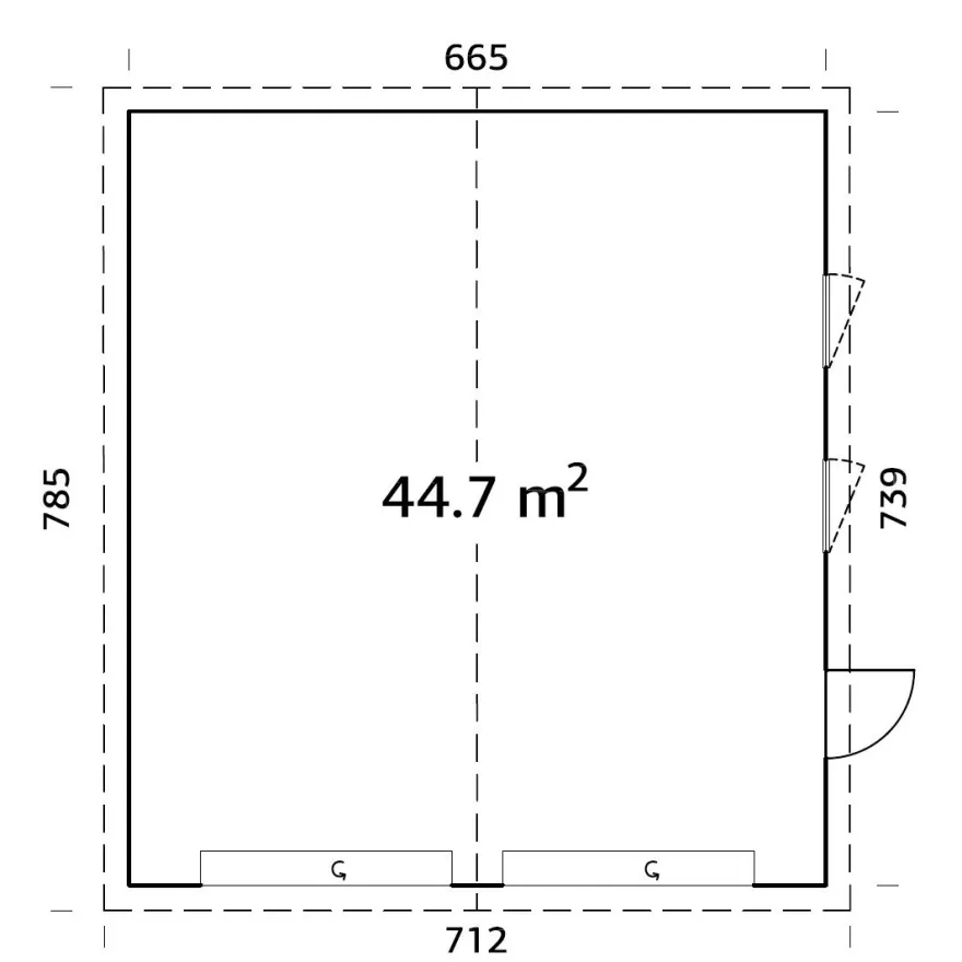 Autotalli Palmako Andre, nosto-ovella, 44,7m²
