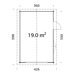 Autotalli Palmako Roger, ilman ovea, 19m² FR44-3857-8
