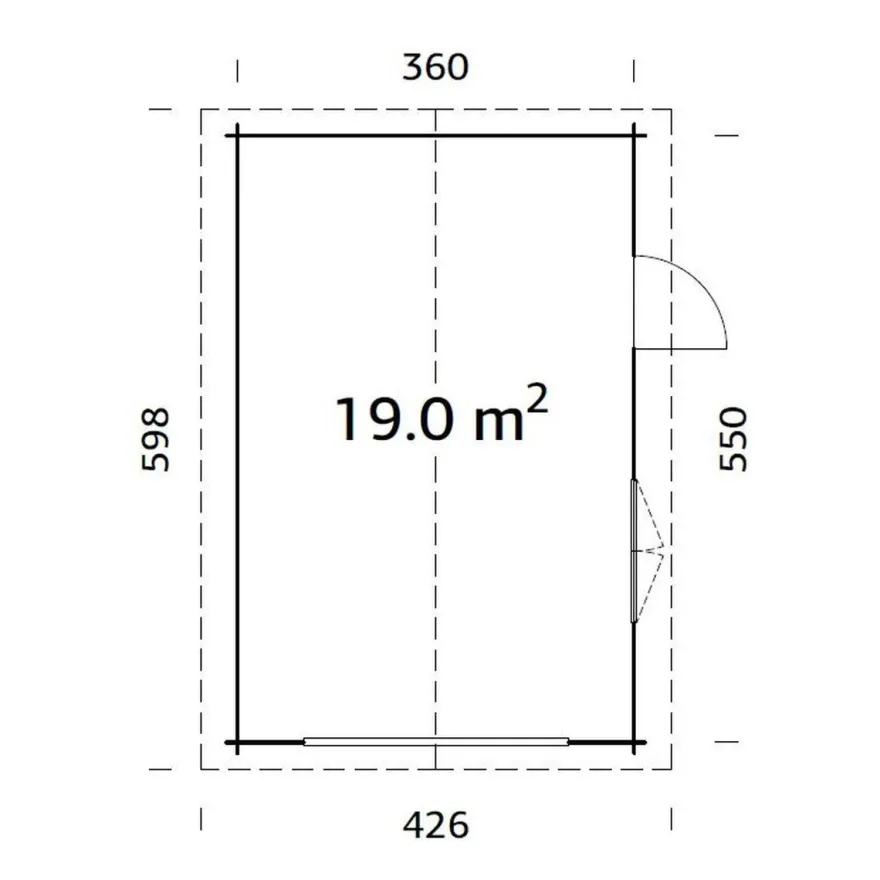 Autotalli Palmako Roger, ilman ovea, 19m² FR44-3857-8