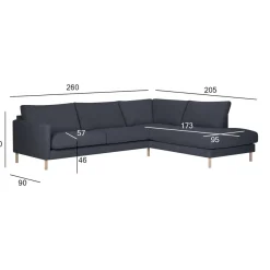 Avokulmasohva Home4You Lisanna, oikea, 260x205cm, 4-istuttava, sininen