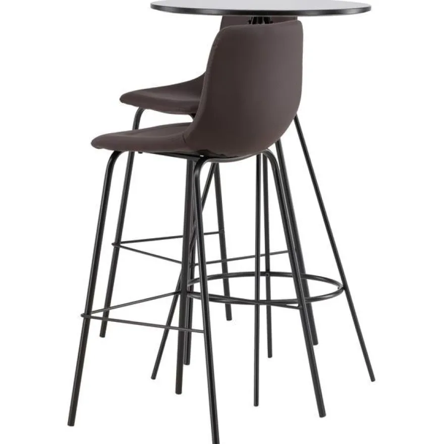 Baaripöytä Venture Home Bistro + 2 Alexi -baarituolia, musta/tummanruskea