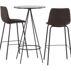 Baaripöytä Venture Home Bistro + 2 Alexi -baarituolia, musta/tummanruskea