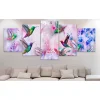 Canvas-taulu Artgeist Colourful Hummingbirds Violet, 5-osainen, leveä, eri kokoja