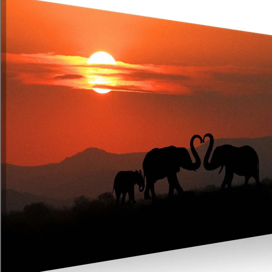 Canvas-taulu Artgeist Elephants in Love, 1-osainen, leveä, eri kokoja
