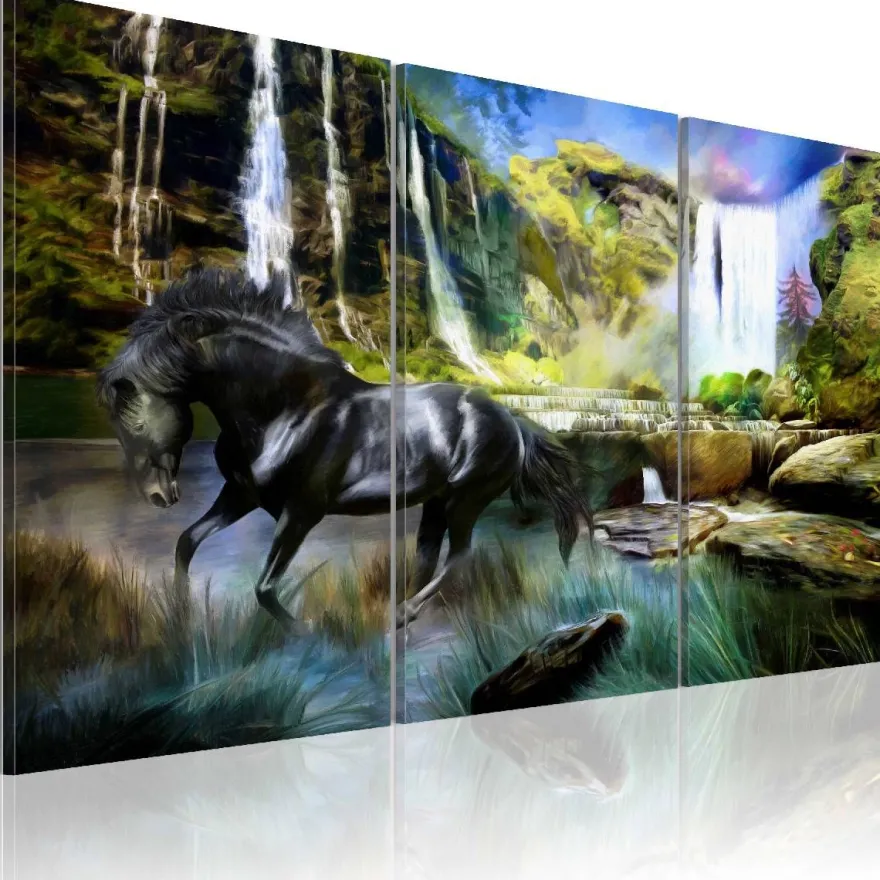 Canvas-taulu Artgeist Horse on the sky-blue waterfall, eri kokoja