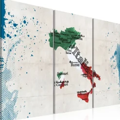 Canvas-taulu Artgeist Kartta Italia, 3-osainen, eri kokoja