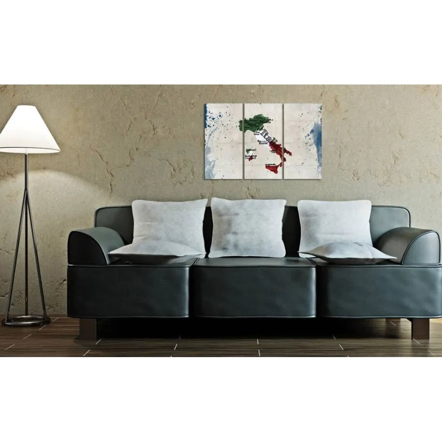 Canvas-taulu Artgeist Kartta Italia, 3-osainen, eri kokoja