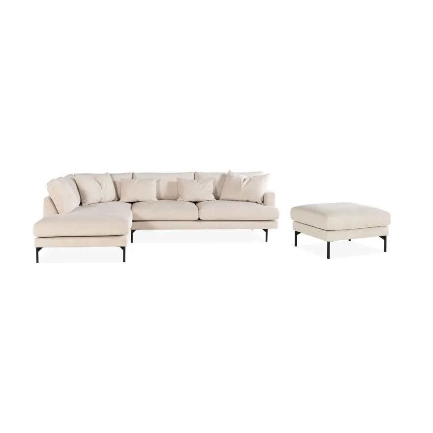 Divaanisohva Menard, 4-istuttava, vasenkätinen L-muotoinen, rahi, Manchester-kangas, beige (00764)
