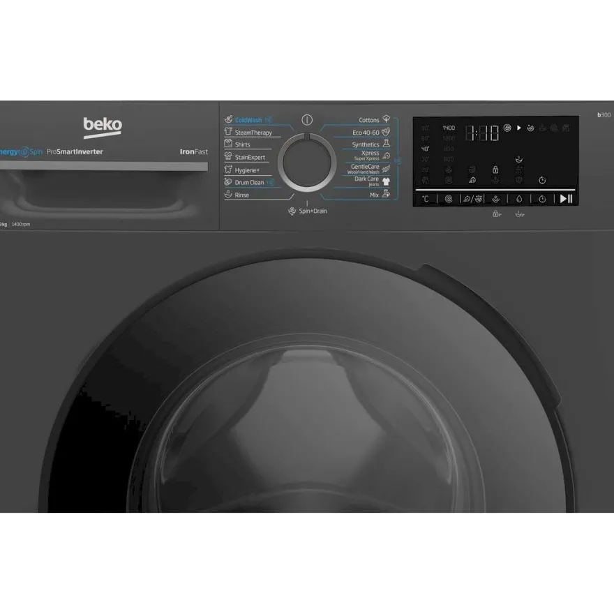Edestä täytettävä pyykinpesukone Beko BM3WFSU48415AD, 60cm, antrasiitti