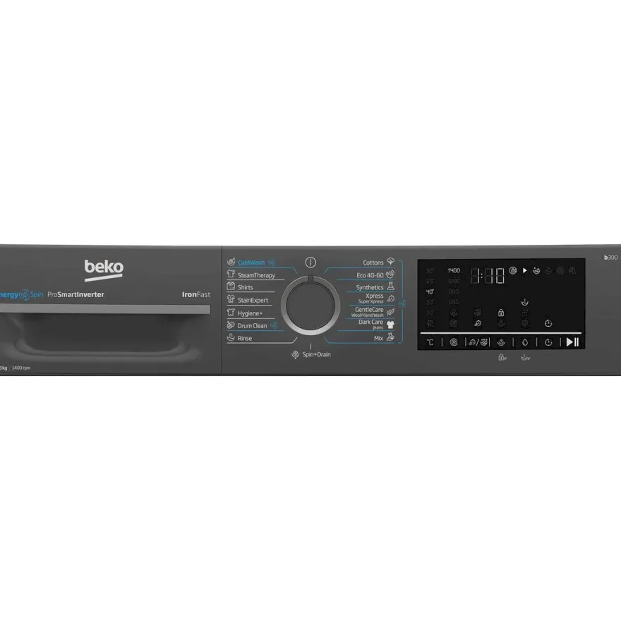 Edestä täytettävä pyykinpesukone Beko BM3WFSU48415AD, 60cm, antrasiitti