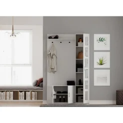 Eteisen säilytyskokonaisuus Linento Furniture Rb-054, mattavalkoinen