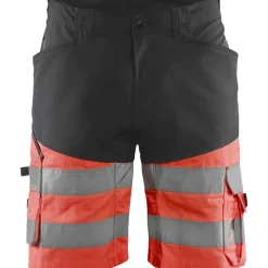 Huomioshortsit Blåkläder 1541 Highvis Stretch, musta/huomiopunainen