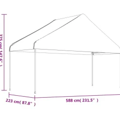 Huvimaja katolla valkoinen 20,07x5,88x3,75 m polyeteeni