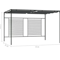 Huvimaja sisäänvedettävällä katolla 4x3x2,3m 180g/m², eri värejä