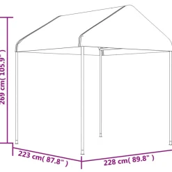 Huvimaja valkoinen 8,92x2,28x2,69 m polyeteeni