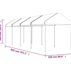 Huvimaja valkoinen 8,92x2,28x2,69 m polyeteeni