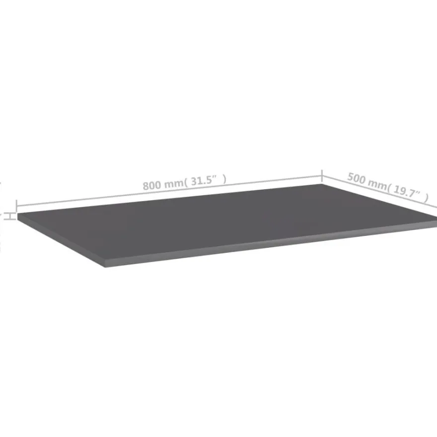 Hyllylevyt 4 kpl korkeakiilto harmaa 80x50x1,5 cm
