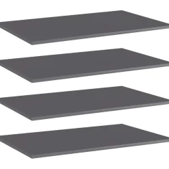 Hyllylevyt 4 kpl korkeakiilto harmaa 80x50x1,5 cm