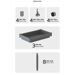 Hylly pyörillä Linento Furniture TKRLKKT-3K, 70x36x23cm, eri värejä