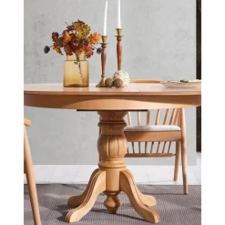 Jatkettava ruokapöytä Linento Furniture Eva, Ø118cm, ruskea
