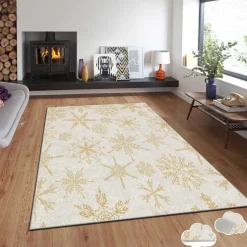Joulumatto Linento ASR - CRPT - 96, 80x140cm, beige/kulta