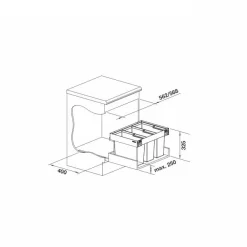 Jäteyksikkö Blanco Flexon II Low 60/3, 3x15L, harmaa