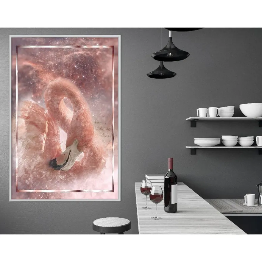 Juliste Artgeist Space Flamingo, kehyksillä, eri kokoja